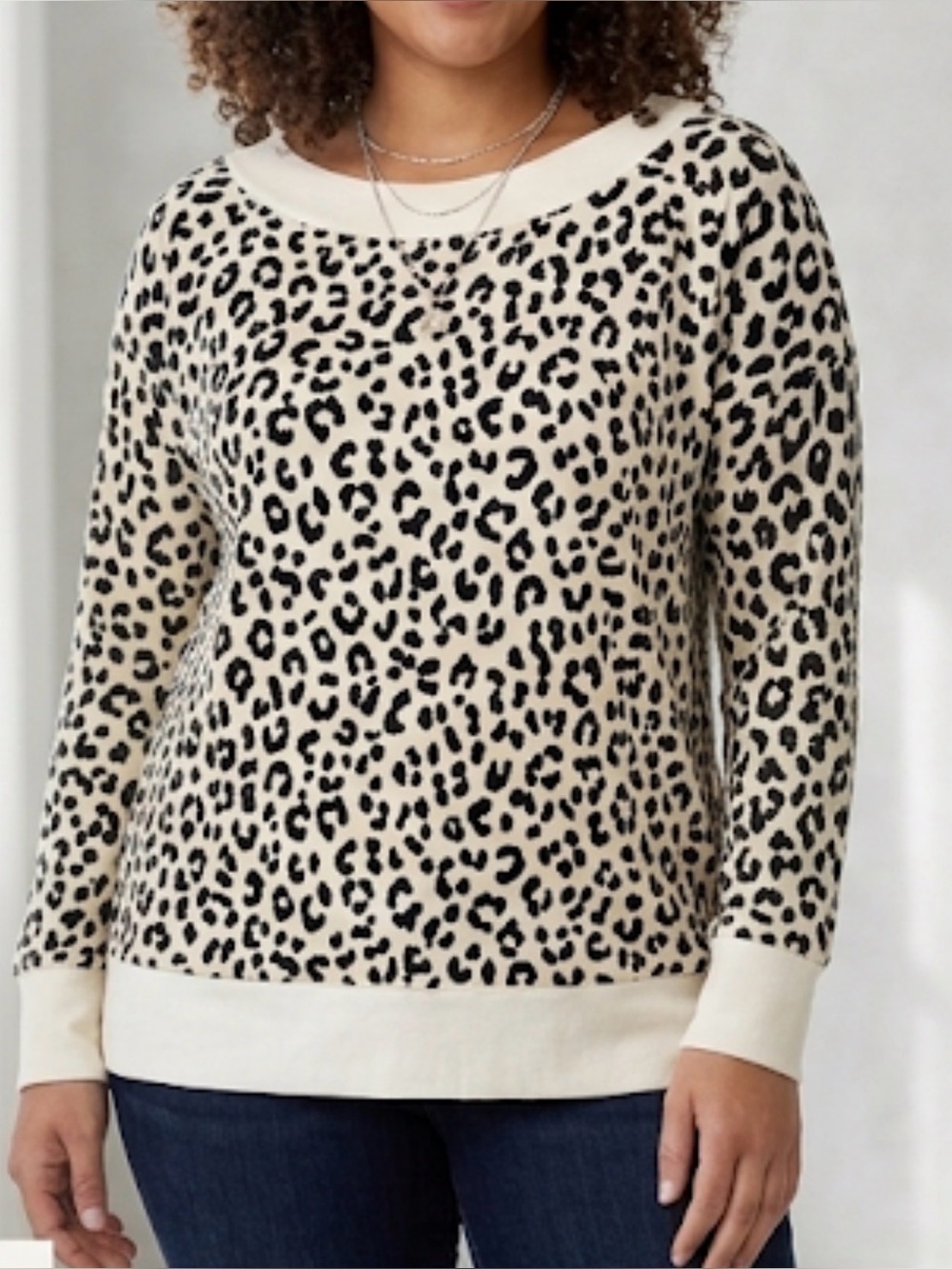 Jane and Delancey Leopard Print Long Sleeve – Chic Cream & Black Neutral Top 1X